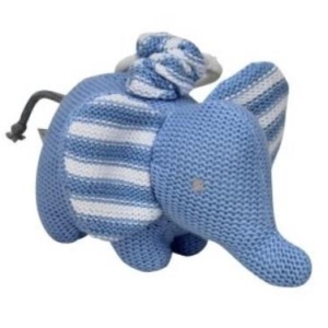 Knitted Elephant Pram Toy Blue