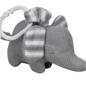 Knitted Elephant Pram Toy Grey