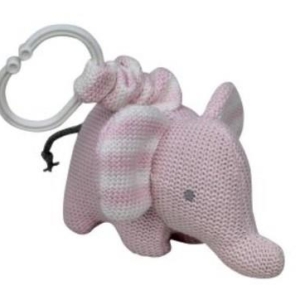 Knitted Elephant Pram Toy Pink