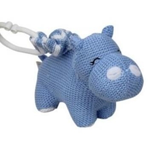 Knitted Hippo Pram Toy Blue