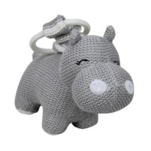 Knitted Hippo Pram Toy Grey