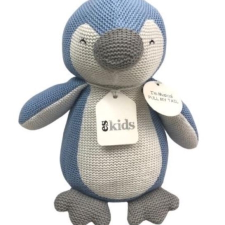 Knitted Musical Penguin Blue