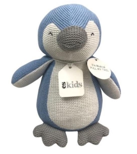 Knitted Musical Penguin Blue