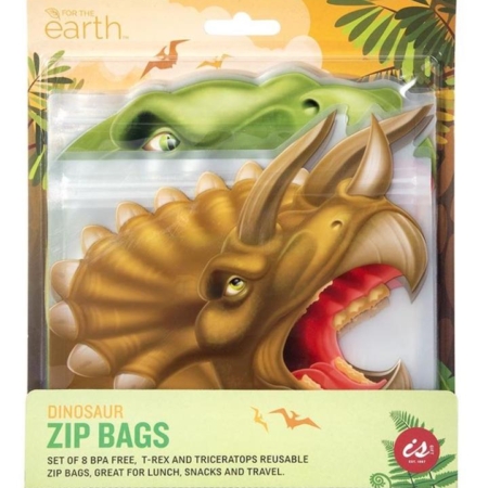 Reusable Dinosaur Zip Bag Set of 8