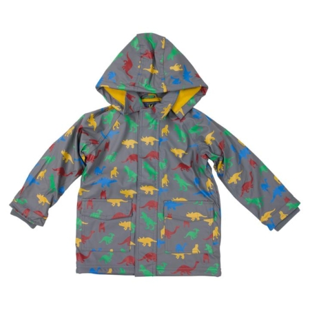 Boys Raincoat Dinosaur Charcoal