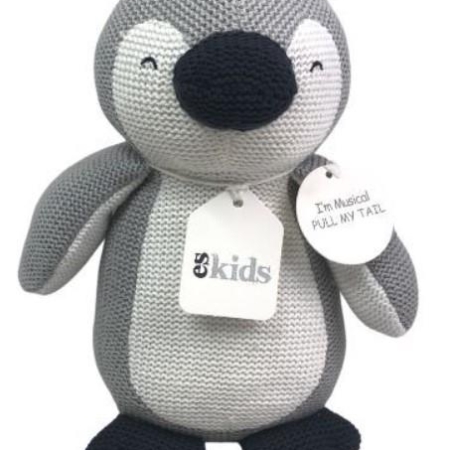 Knitted Musical Penguin Grey