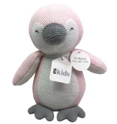 Knitted Musical Penguin Pink