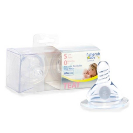 Cherub Baby Wideneck Slow Flow Teats 2pack