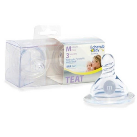 Cherub Baby Wideneck Medium Flow Teats 2pack