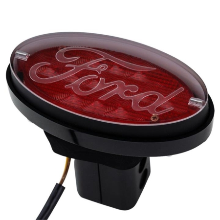 JAXSYN Novelty Tow-bar / Trailer Hitch Cover - Red Oval Ford logo Brake light