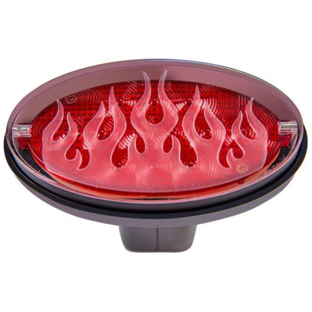 Novelty Tow-bar / Trailer Hitch Cover - Red Oval Brake light Flame job