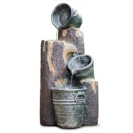 PROTEGE Solar Powered Water Feature Fountain with Buckets Bird LED Lights