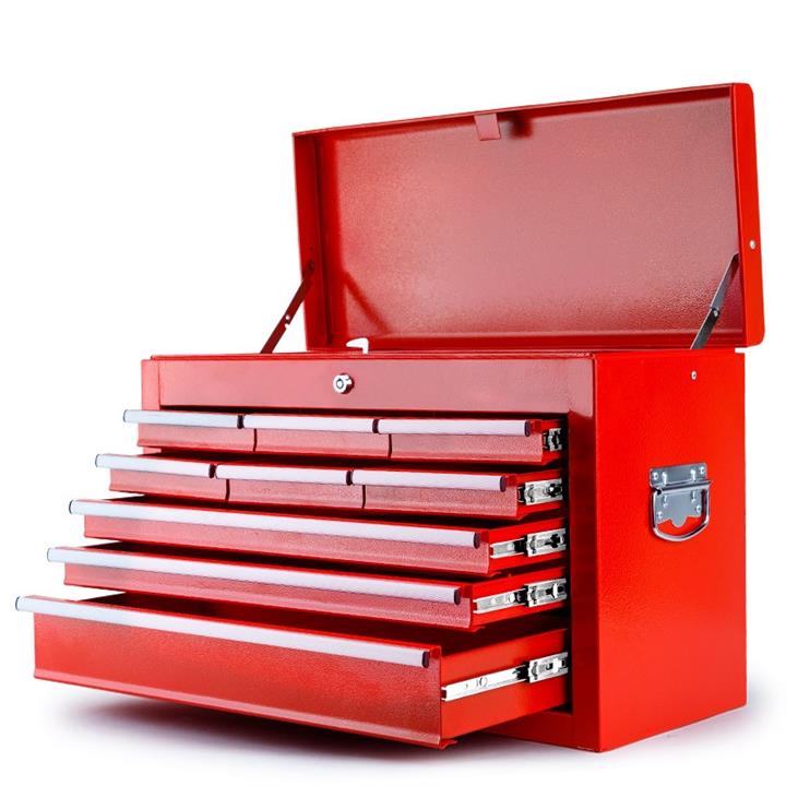 BULLET Pro 9 Drawer Tool Box Chest Organiser Mechanic Garage Storage Toolbox Set - Red