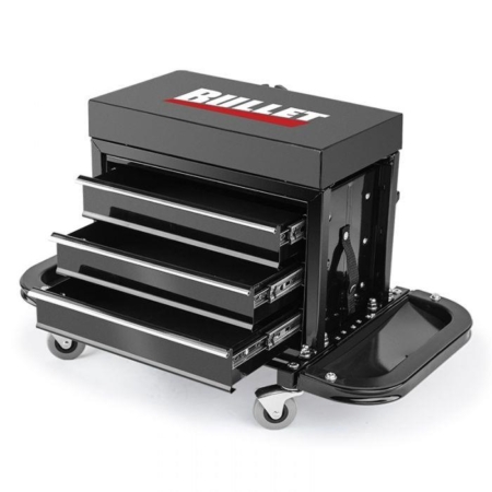 BULLET Pro Rolling Tool Box Stool Mechanic Creeper Toolbox Seat Cushion Garage Tray