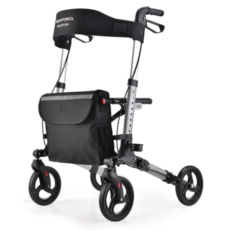 EQUIPMED EasyStride Quick-Fold Aluminium Rollator - Silver