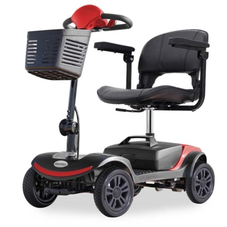 EQUIPMED SmartRider Mid-Sized Compact Electric Mobility Scooter - Black & Red