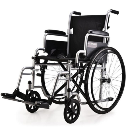 EQUIPMED Cruiseline 24" 136kg Capacity Retractable Armrests Folding Wheelchair - Grey