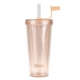 Oasis Double Wall Smoothie Tumbler with Straw 520ml Peach