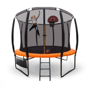 UP-SHOT 10ft Round Kids Trampoline with Curved Pole Design