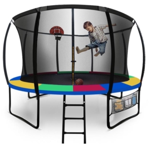 UP-SHOT 10ft Round Kids Trampoline with Curved Pole Design