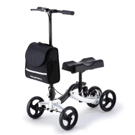 EQUIPMED Eclipse 136kg Capacity SoftRide Suspension Premium Knee Scooter - Silver