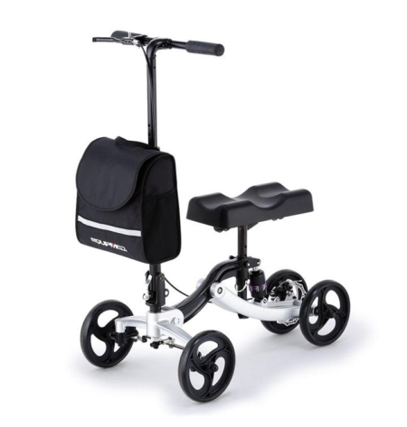 EQUIPMED Eclipse 136kg Capacity SoftRide Suspension Premium Knee Scooter - Silver