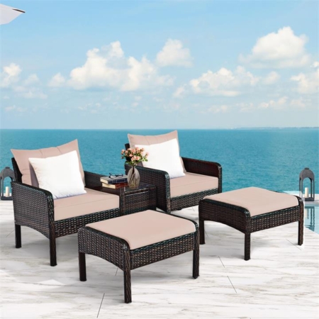 Costway 5pcs patio rattan furniture set