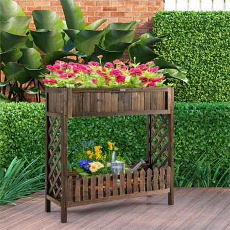 Wooden raised garden bed