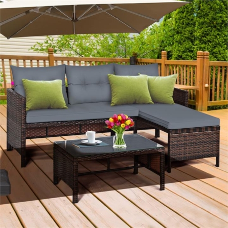 3 PCS outdoor PE rattan furniture set