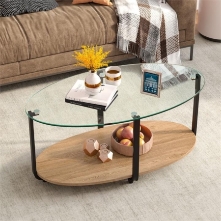 Costway 2-tier oval coffee table