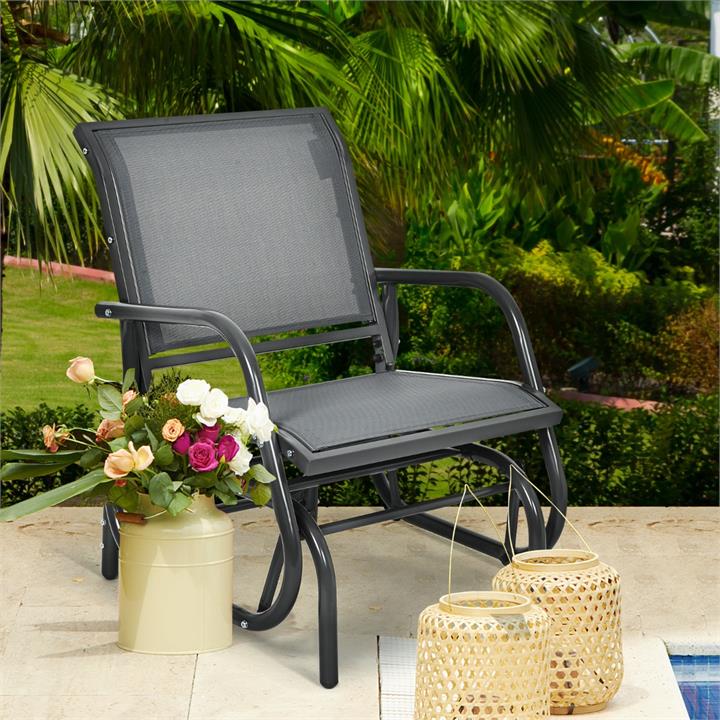 Costway Outdoor Single Swing Glider Rocking Chair Armrest Garden