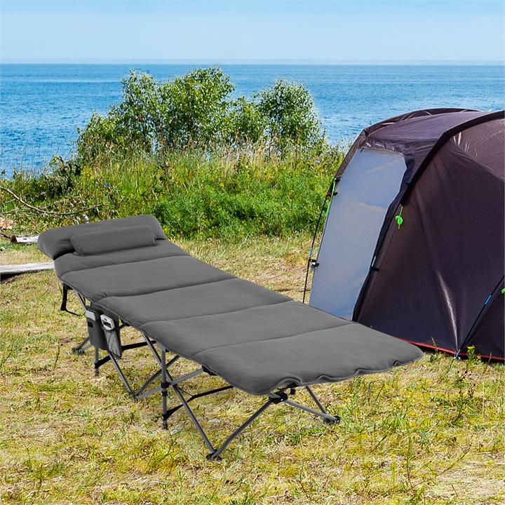 Retractable camping cot with mattress