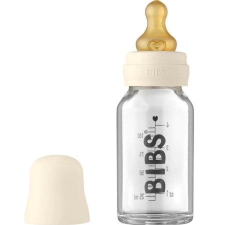 Bibs Baby Glass Bottle Complete Set 110ml - Ivory