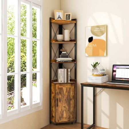 6-tier corner shelf with storage