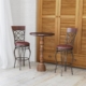 Round Leather Padded Bistro Metal Bar Stools with Non-slip Caps for Dining Room