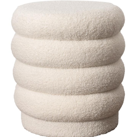 Lucia Round Boucle Stool Off White