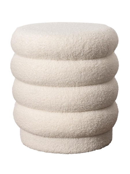 Lucia Round Boucle Stool Off White