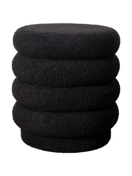 Lucia Round Boucle Stool Black