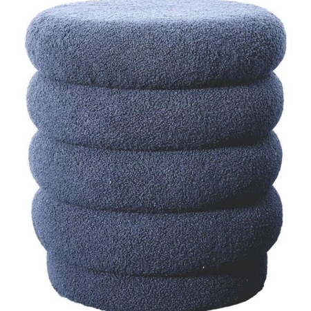 Lucia Round Boucle Stool Blue