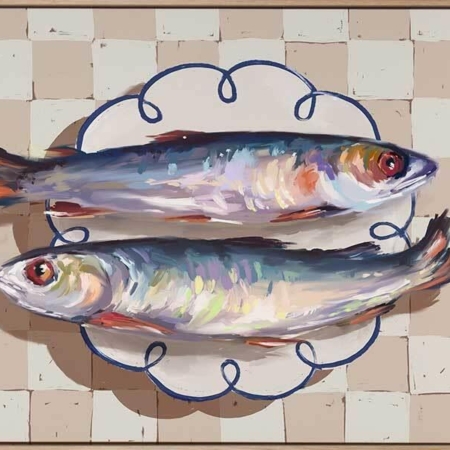 Catch of the Day Blue Canvas Art Print