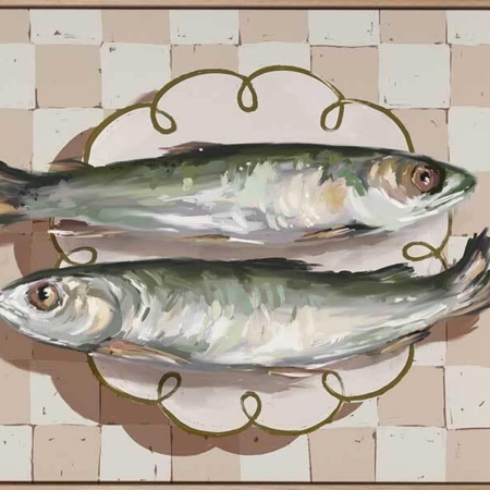 Catch of the Day Neutral Canvas Art Print