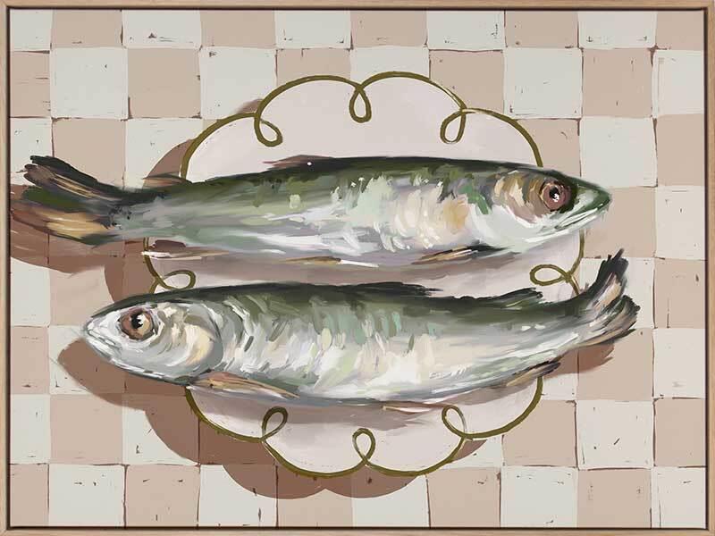 Catch of the Day Neutral Canvas Art Print