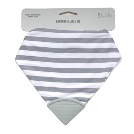 Bandana Teether Bib - Grey Stripe/Grey