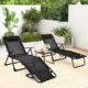 3-piece folding patio chaise lounge chair & side table set