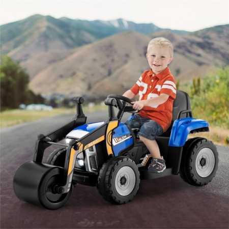 Kids ride on road roller