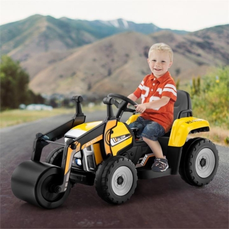 Kids ride on road roller