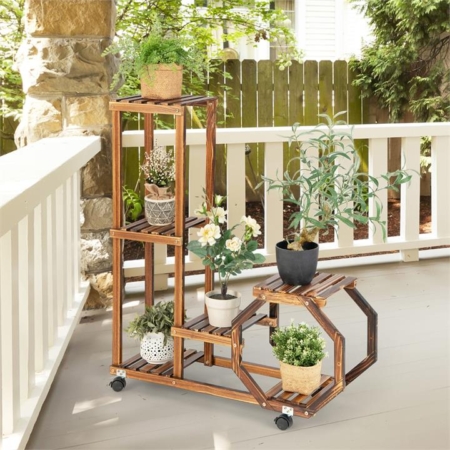 5/4/6 tier wood plant stand