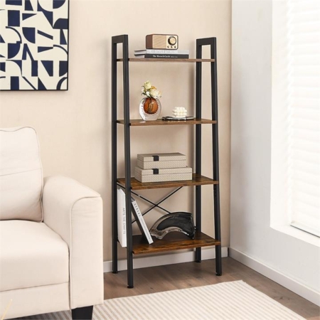 4-tier bookshelf with anti-tipping kits