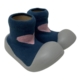 Rubber Soled socks Navy/Pink Heart