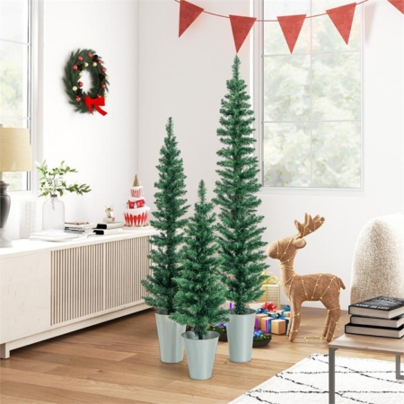 Potted artificial Christmas tree set of 3